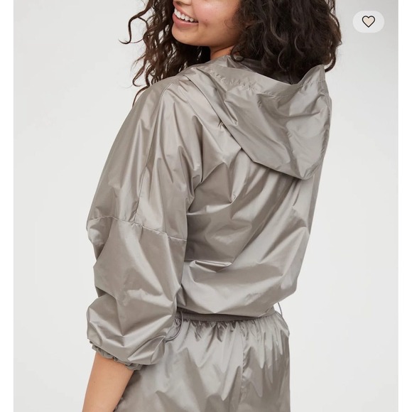 Aerie Offline Gray Lightweight Hooded Anorak Jacket Pullover Pocket M Medium - Picture 6 of 7